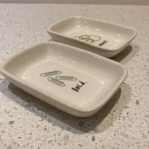 Set of 2 Dishes Holder for Paper Clips Elastic Knick Knacks